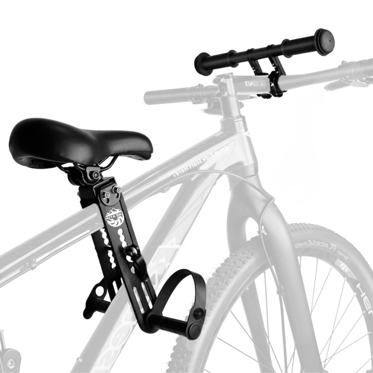 Bicycle with a black water bottle holder attached to the frame.